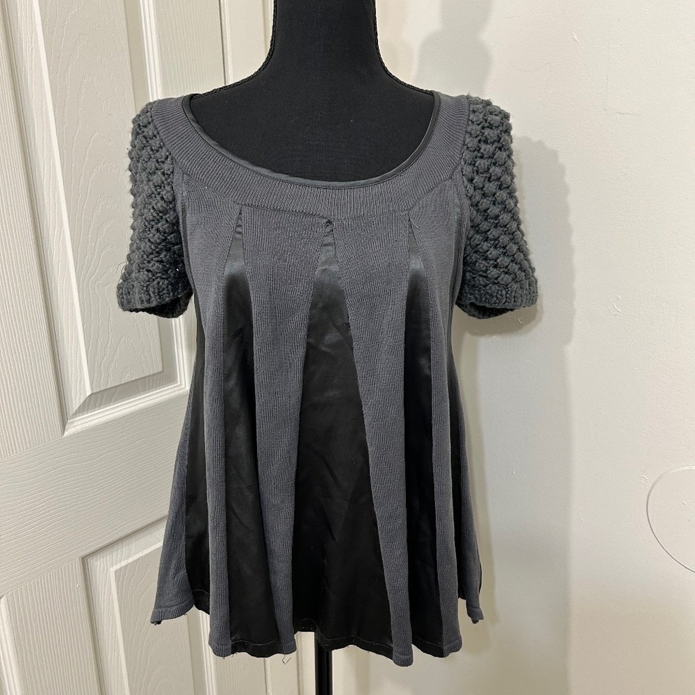 For Joseph Women's Silk And Cotton Knit Crochet A-Line Swing Tunic Blouse Size L